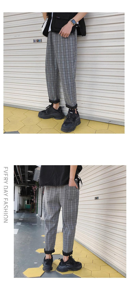 Casual Striped Plaid Straight Pants - Item - BAI-DAY