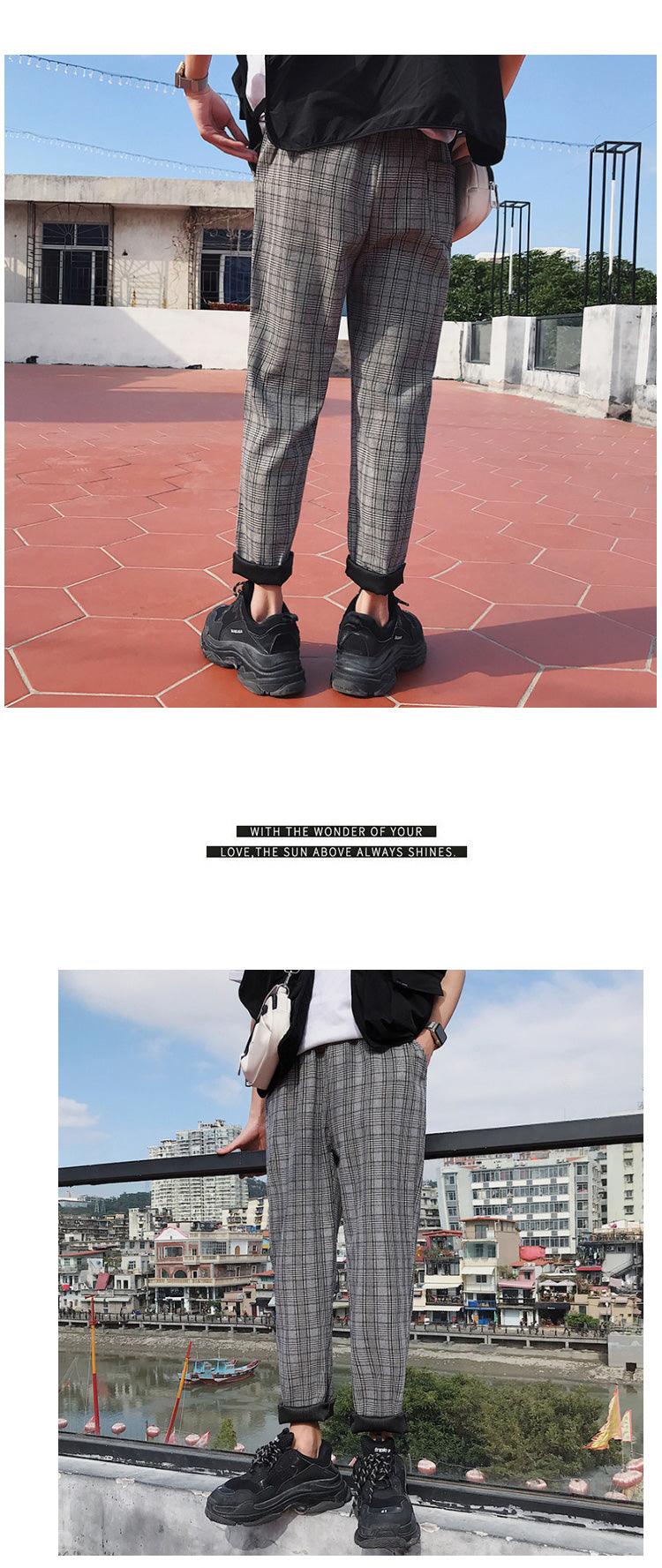 Casual Striped Plaid Straight Pants - Item - BAI-DAY