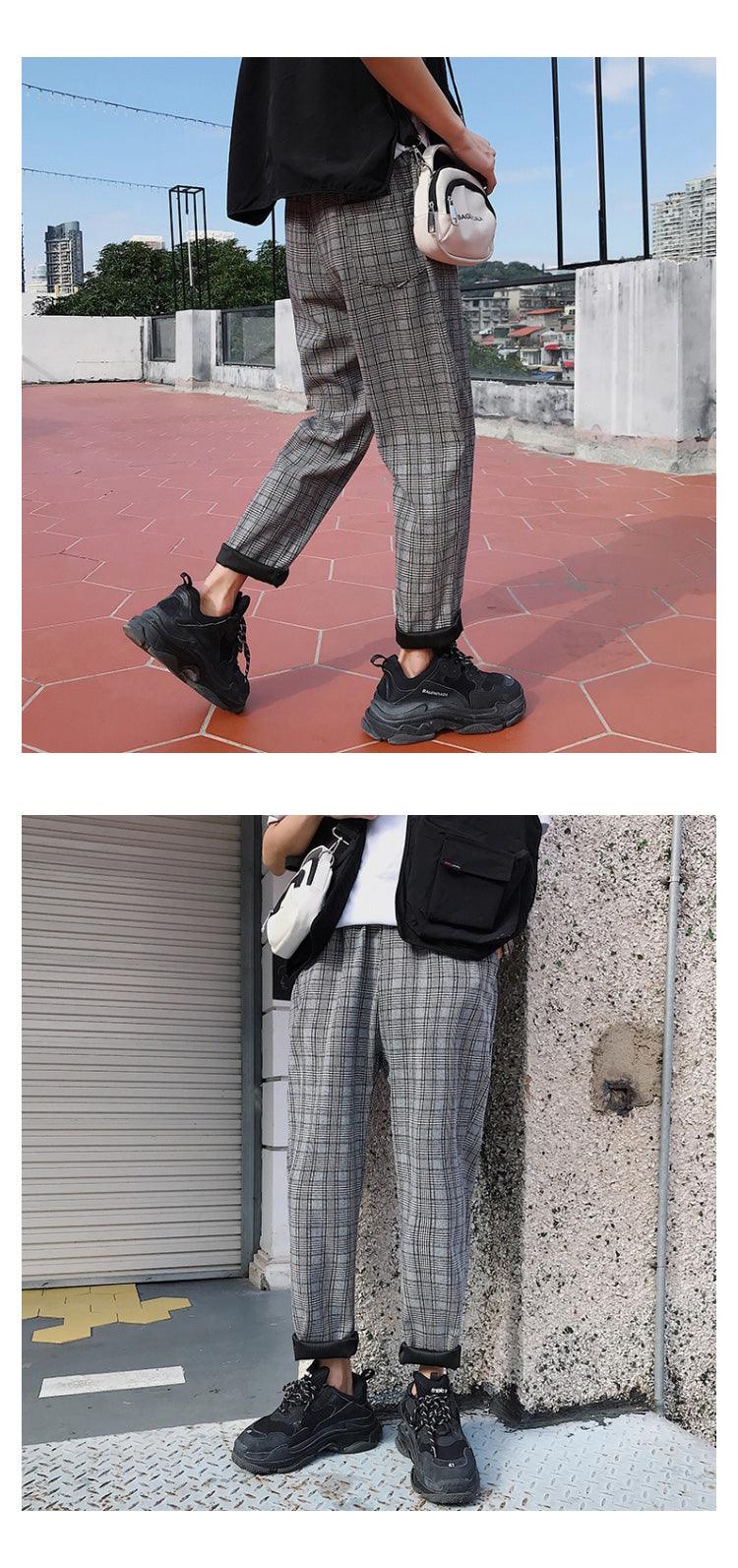 Casual Striped Plaid Straight Pants - Item - BAI-DAY