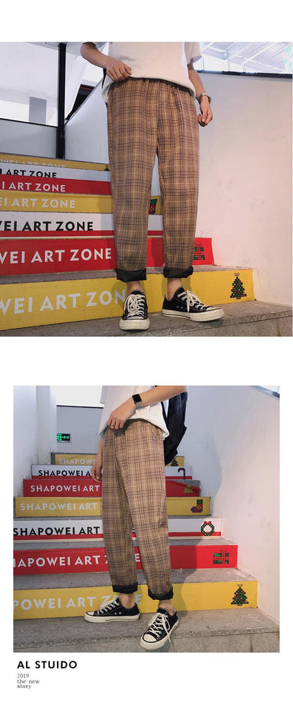 Casual Striped Plaid Straight Pants - Item - BAI-DAY