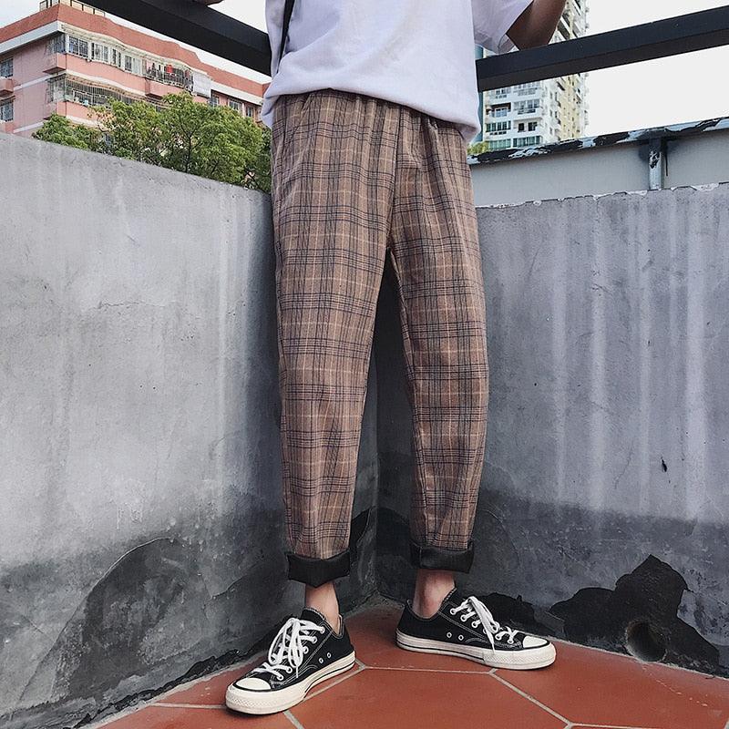 Casual Striped Plaid Straight Pants - Item - BAI-DAY