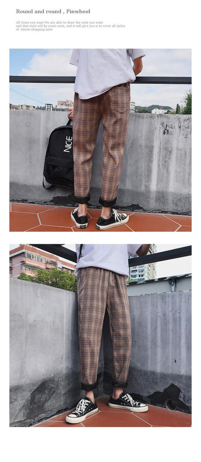 Casual Striped Plaid Straight Pants - Item - BAI-DAY