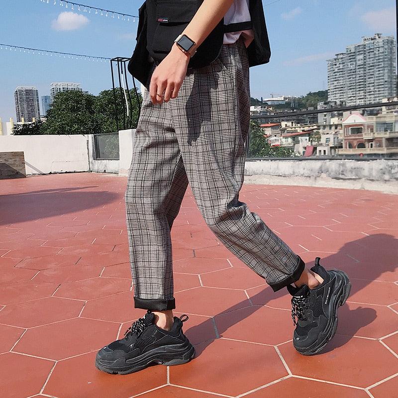 Casual Striped Plaid Straight Pants - Item - BAI-DAY