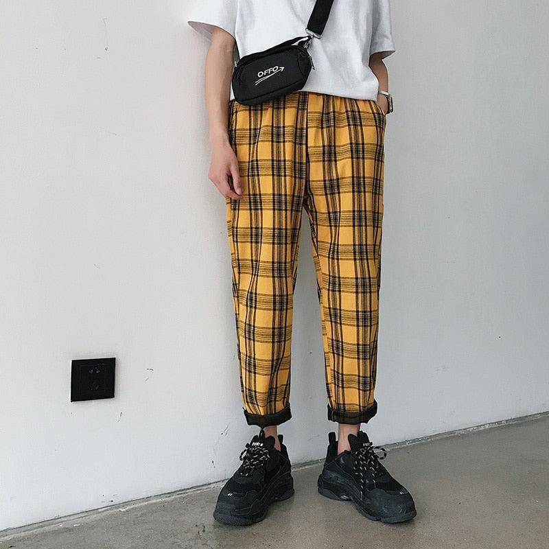 Casual Striped Plaid Straight Pants - Item - BAI-DAY