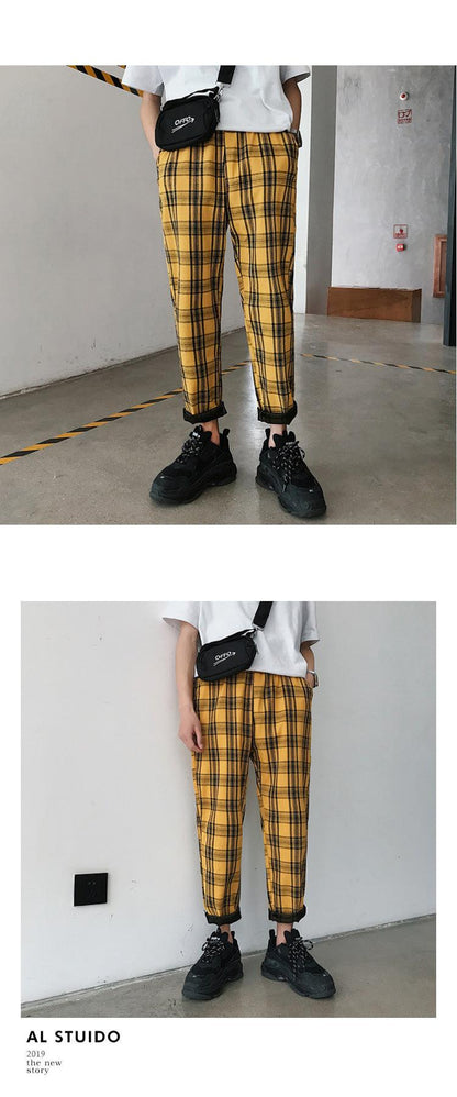 Casual Striped Plaid Straight Pants - Item - BAI-DAY