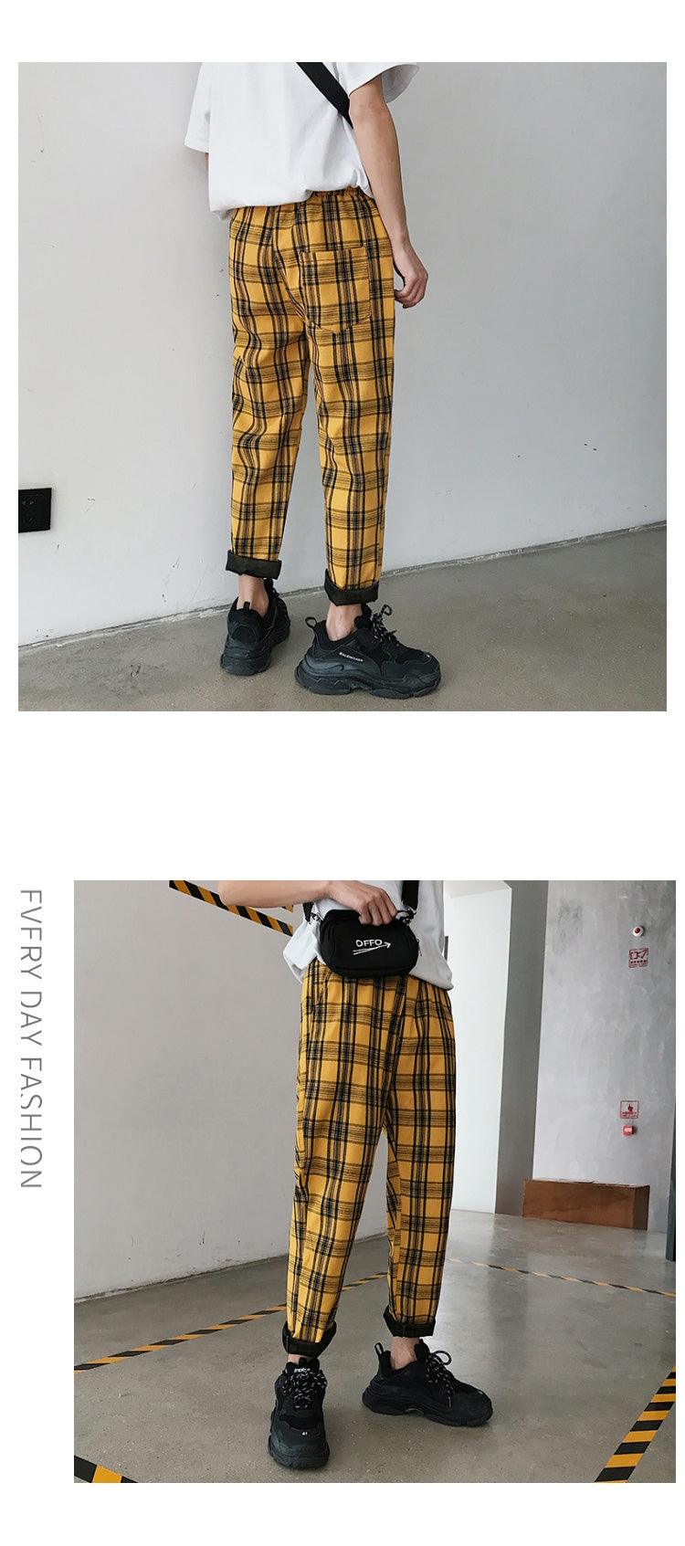 Casual Striped Plaid Straight Pants - Item - BAI-DAY