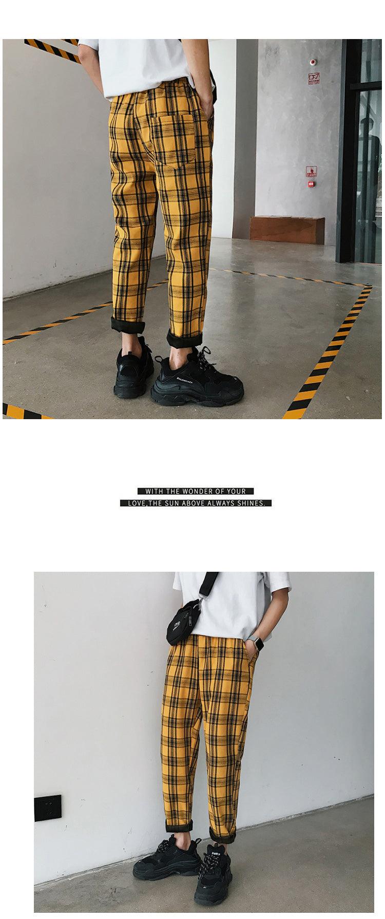 Casual Striped Plaid Straight Pants - Item - BAI-DAY