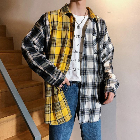 Long Sleeves Kpop Plaid Shirt - Item - BAI-DAY