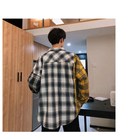 Long Sleeves Kpop Plaid Shirt - Item - BAI-DAY