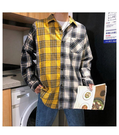 Long Sleeves Kpop Plaid Shirt - Item - BAI-DAY