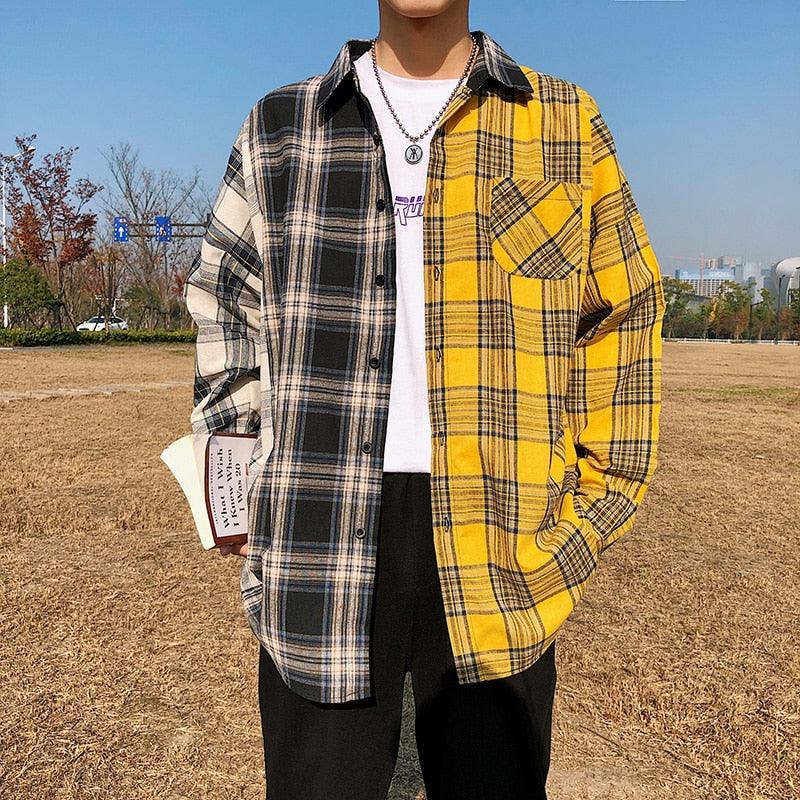 Long Sleeves Kpop Plaid Shirt - Item - BAI-DAY