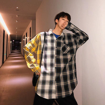 Long Sleeves Kpop Plaid Shirt - Item - BAI-DAY