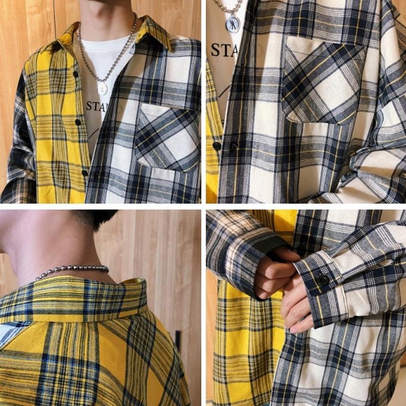 Long Sleeves Kpop Plaid Shirt - Item - BAI-DAY